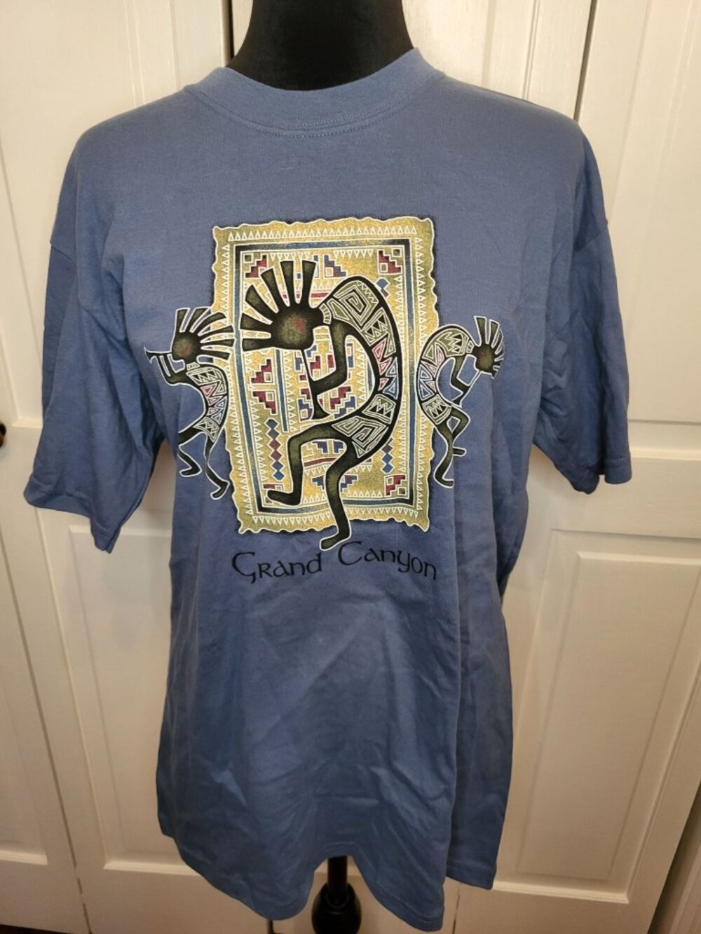 Blue Grand Canyon Graphic Tee M Western Southwestern Travel Folk Art Boho